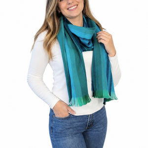 Turquoise Green Alpaca Wool Scarf - Silvana