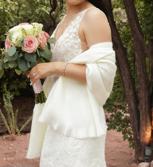 Ivory Alpaca Wool Shawl - Wedding Wrap
