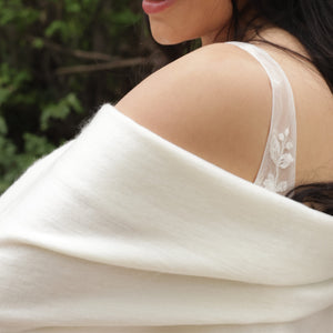 Ivory Alpaca Wool Shawl - Wedding Wrap