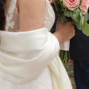 Ivory Alpaca Wool Shawl - Wedding Wrap