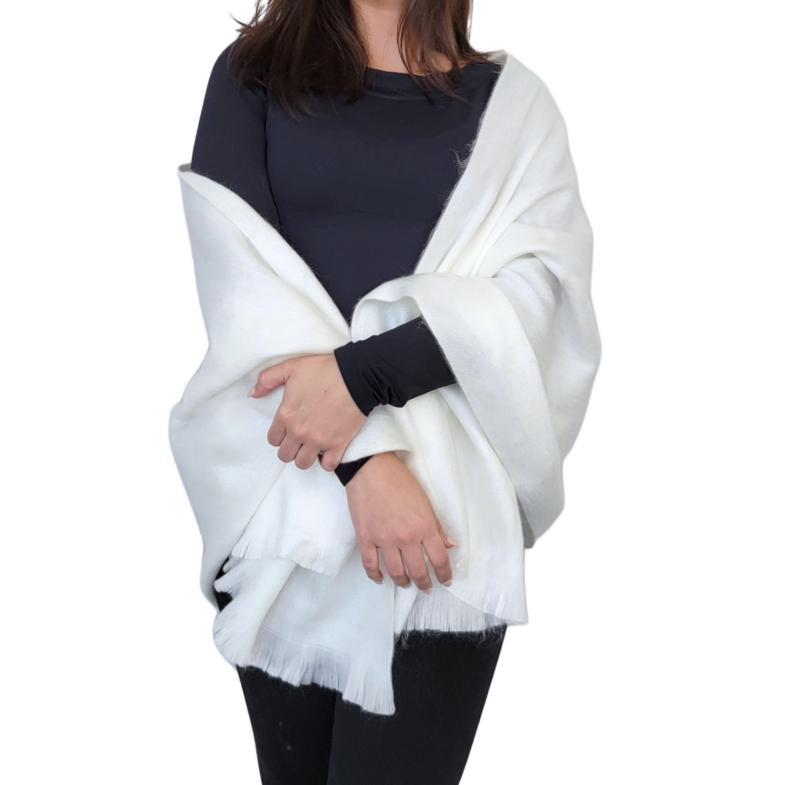 Alpaca Wool Wedding Shawl - Ivory