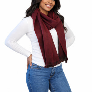 Red Wine Alpaca Wool Scarf - Angela