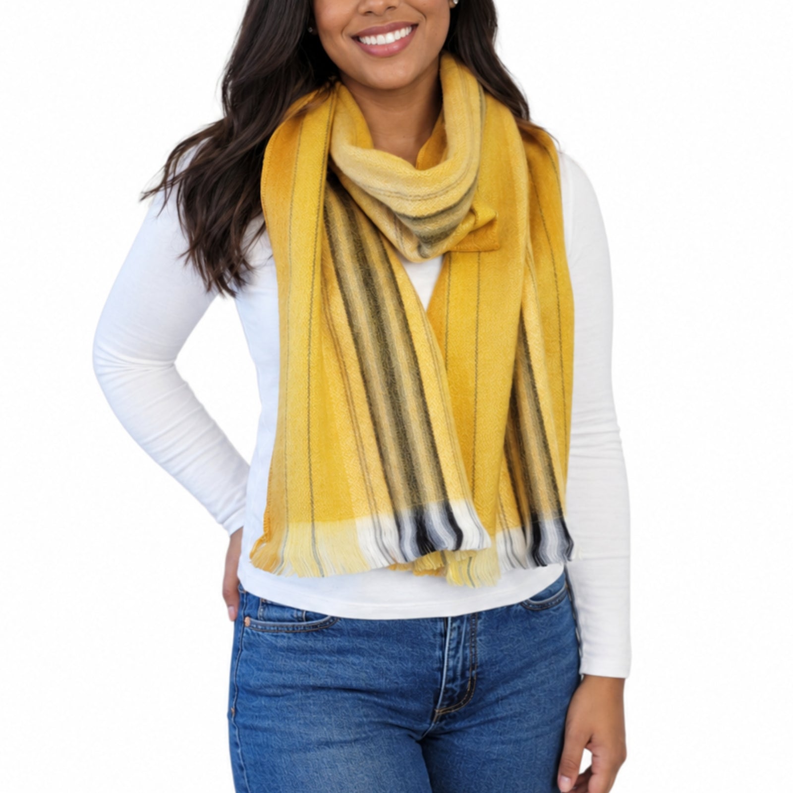 Yellow Alpaca Wool Scarf - Liliana