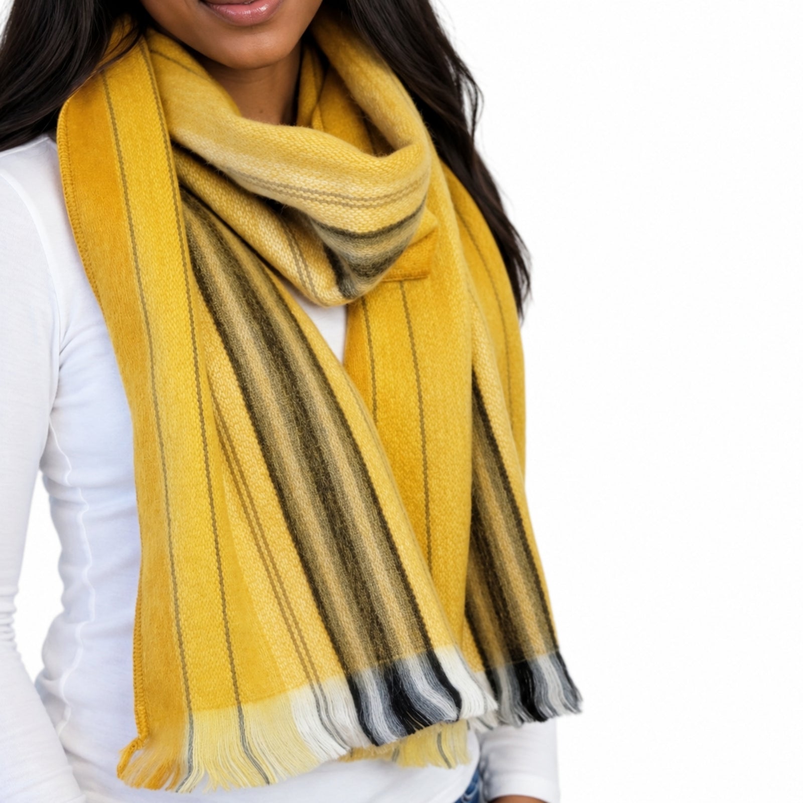 Yellow Alpaca Wool Scarf - Liliana