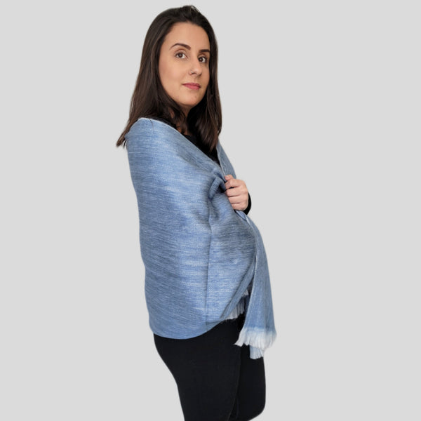 Blue Alpaca Wool Shawl - Piquero - Latitude Zero Goods