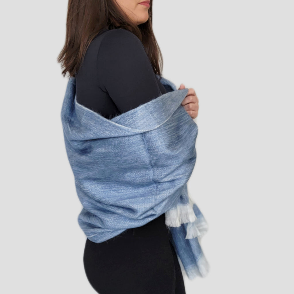 Blue Alpaca Wool Shawl - Piquero - Latitude Zero Goods